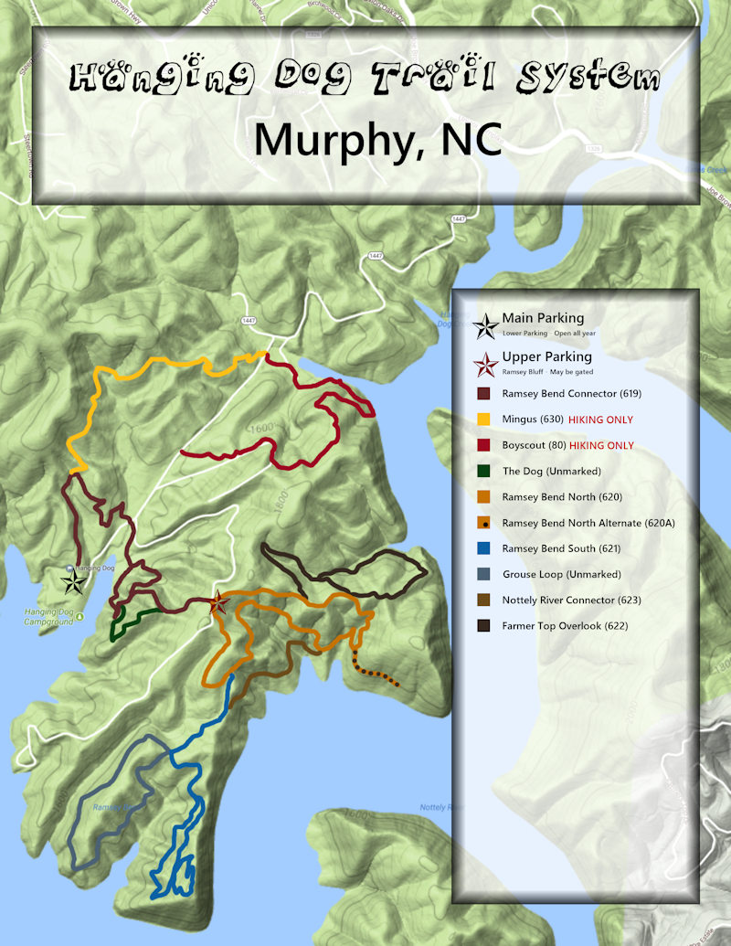 Hanging Dog Trail Map - Murphy, NC