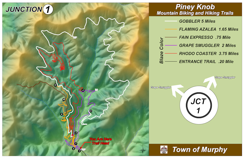 Piney Knob Trails Map - Murphy, NC